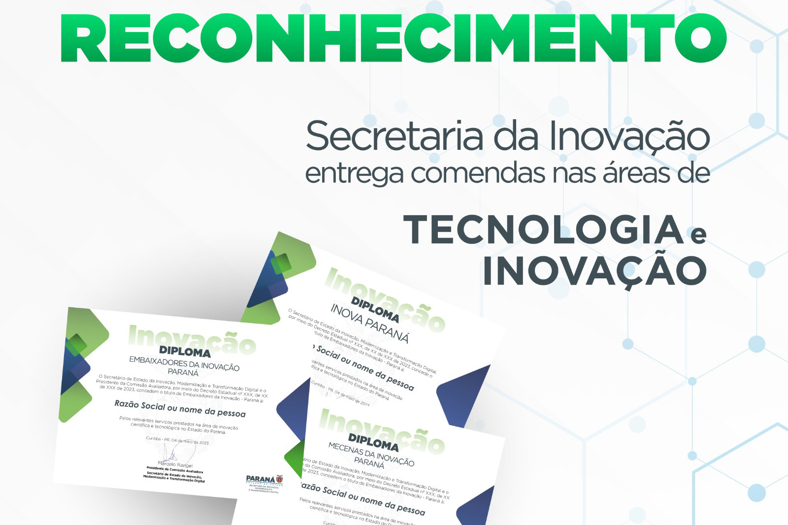 Governo do Paraná institui entrega de comendas nas áreas de inovação e tecnologia