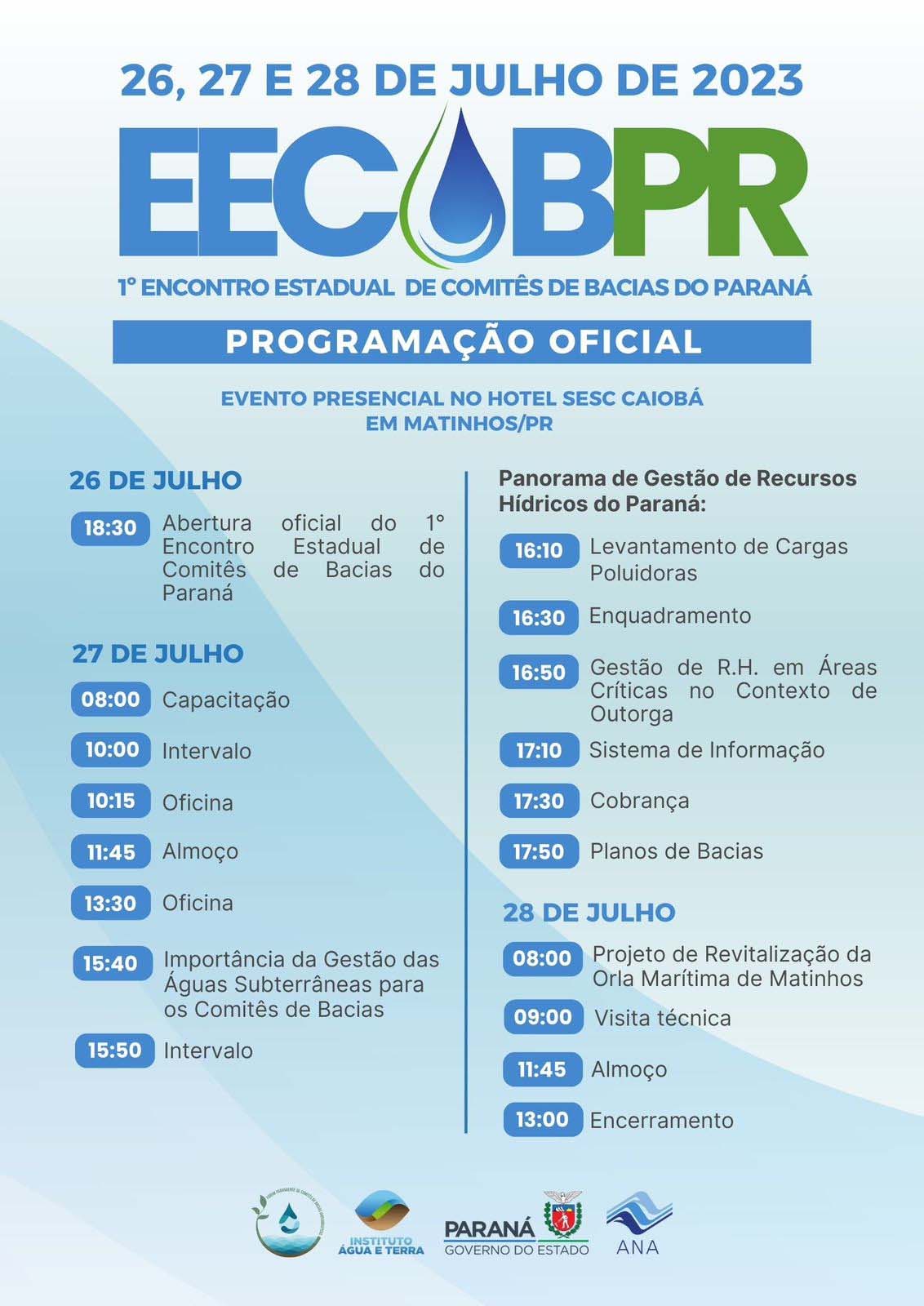 EECOB/PR - 1° Encontro de Comitês de Bacias do Paraná