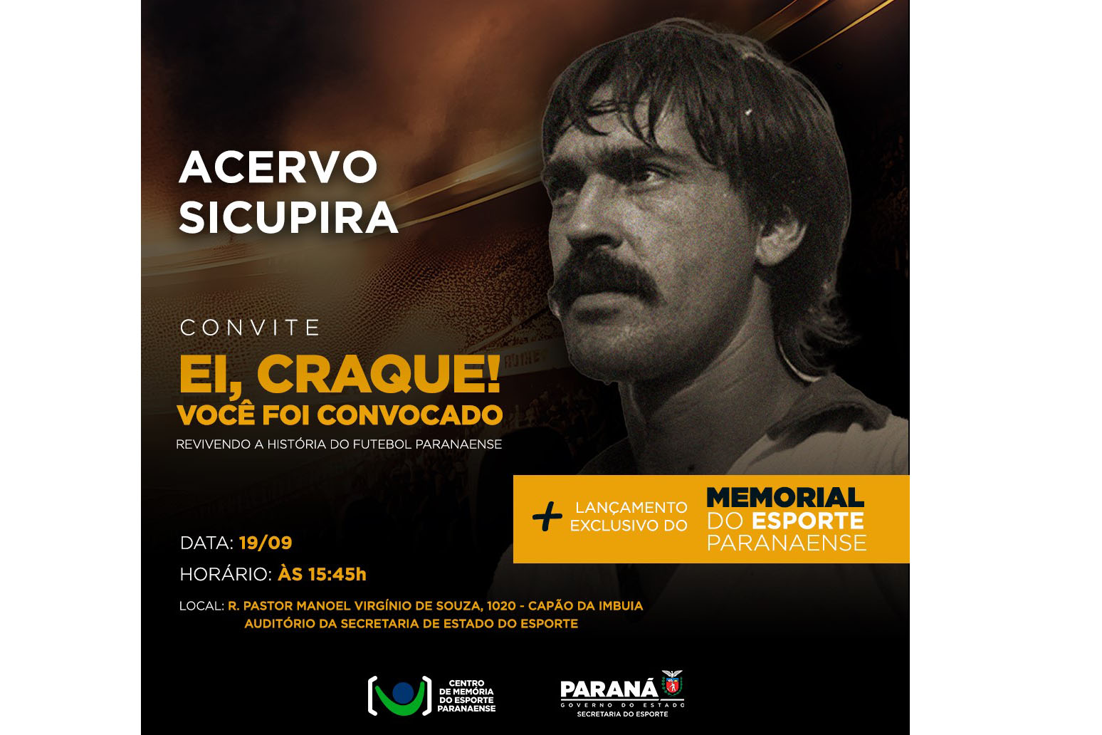 Evento “Ei Craque” reúne apaixonados por futebol e homenageia Sicupira na próxima terça-feira (19)