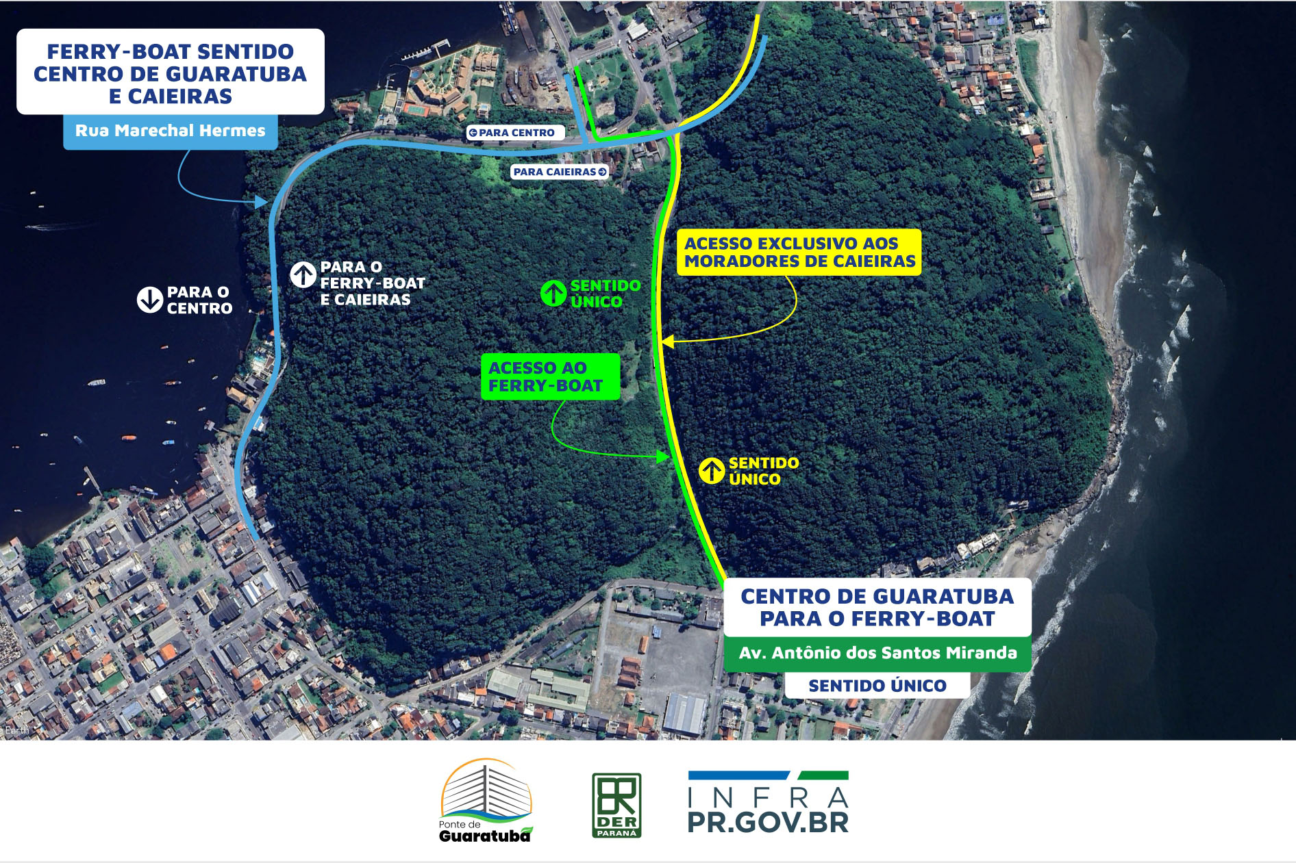 Ponte de Guaratuba - mapa desvio morro bombeiro