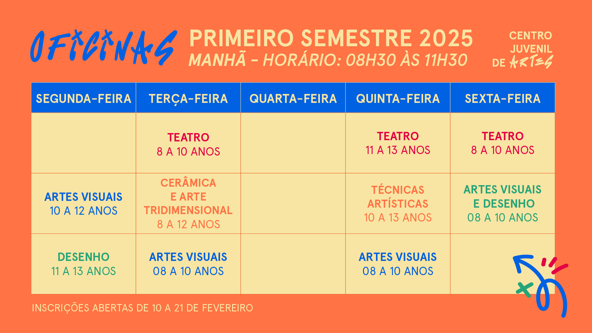  Centro Juvenil de Artes Plásticas anuncia data de inscrições para oficinas gratuitas do primeiro semestre