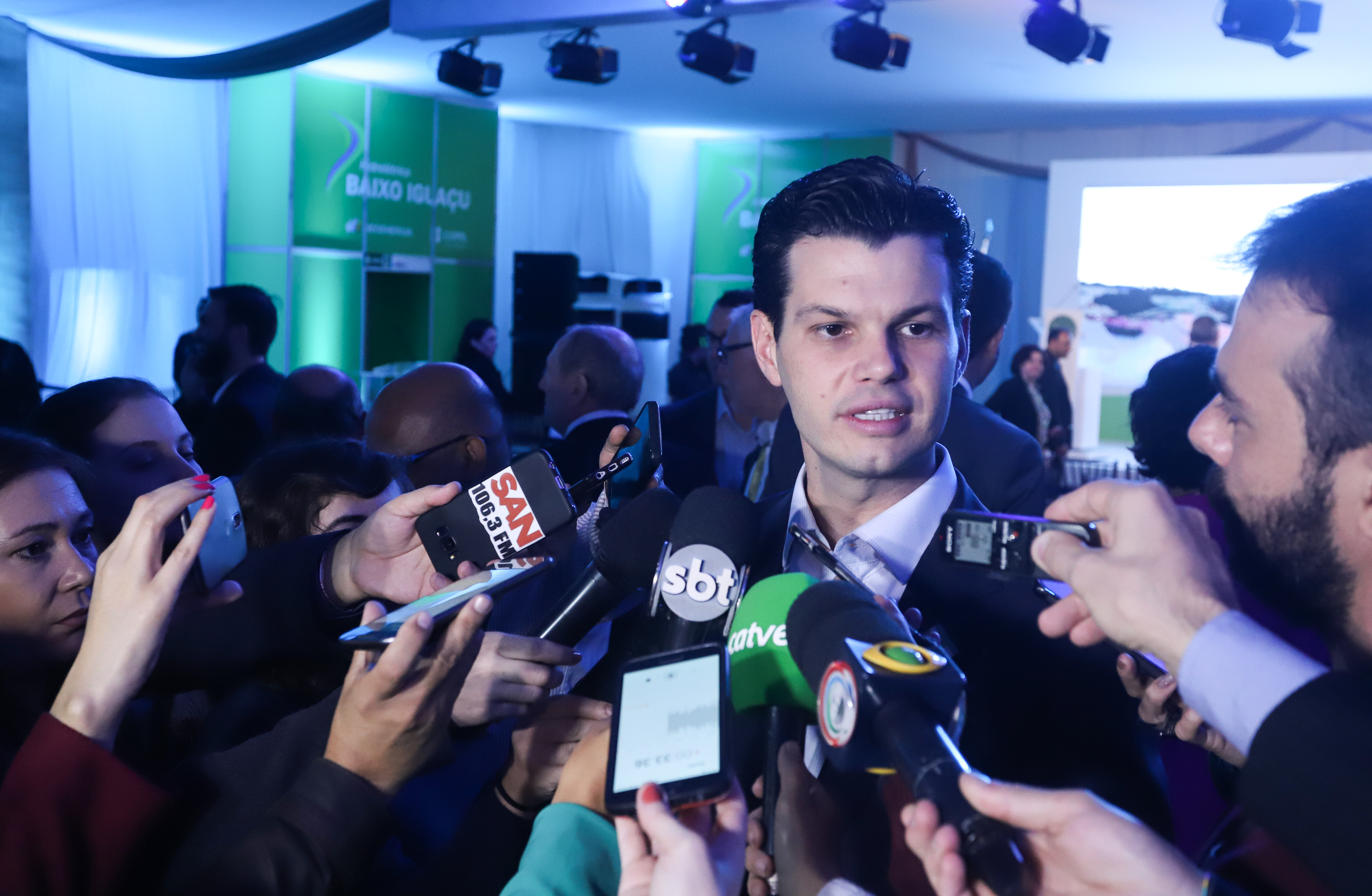 A Usina Hidrelétrica Baixo Iguaçu, último aproveitamento energético do Rio Iguaçu, foi inaugurada nesta quinta-feira (23) em Capanema, no Sudoeste do Estado. O empreendimento foi construído por um consórcio formado pela Copel e a Neonergia e recebeu investimento de R$ 2,3 bilhões. Foto: Rodrigo Felix Leal/ANPr