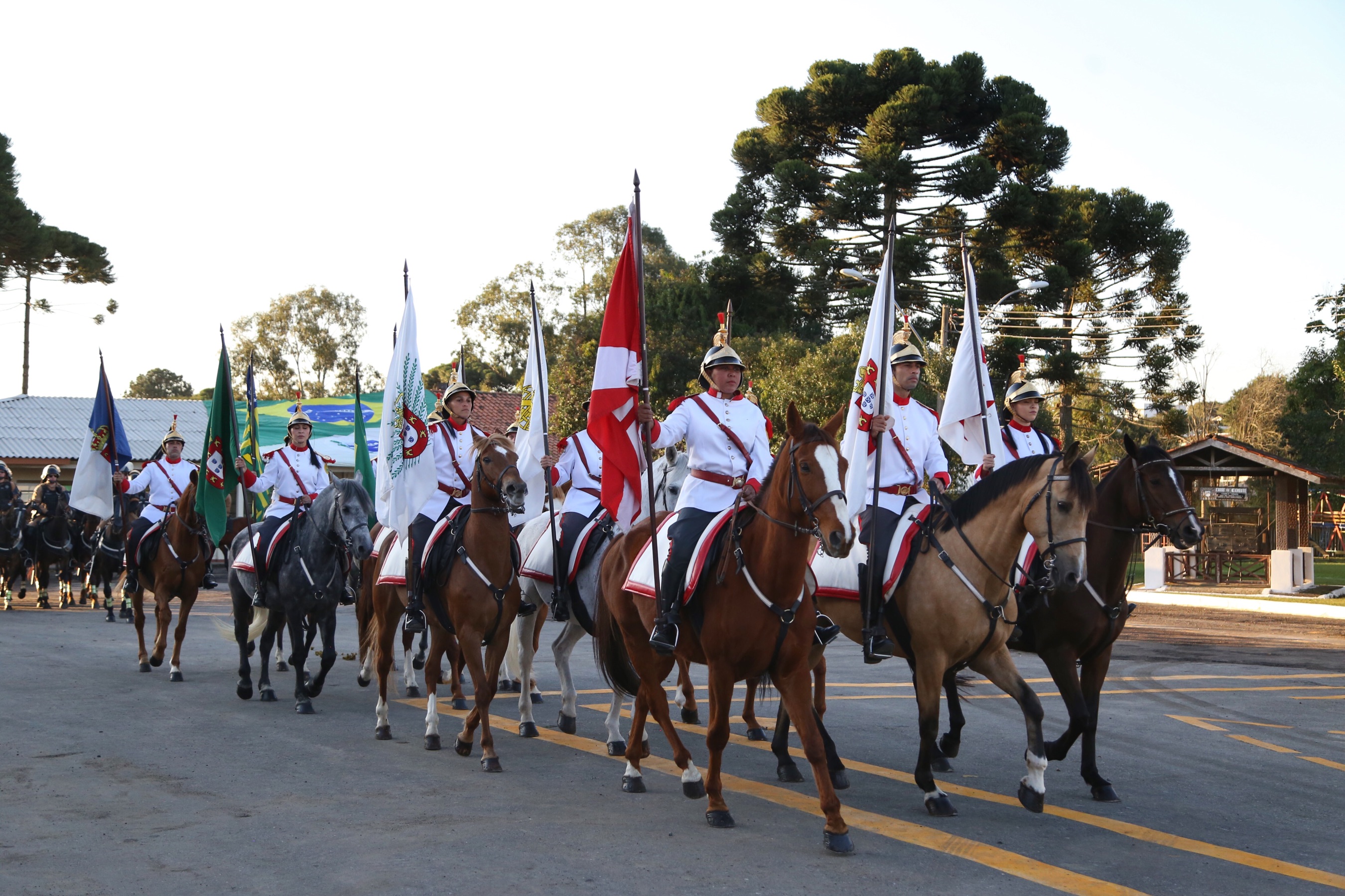 O governador Carlos Massa Ratinho Junior e o presidente em exercício Hamilton Mourão receberam nesta sexta-feira (28) a medalha Heróis da Cavalaria, da Polícia Montada Coronel Dulcídio. A condecoração foi entregue na cerimônia, em Curitiba, que comemora os 140 anos do regimento, que é a unidade mais antiga da Polícia Militar do Paraná. - Curitiba, 28/06/2019 - Foto: José Fernando Ogura/ANPr