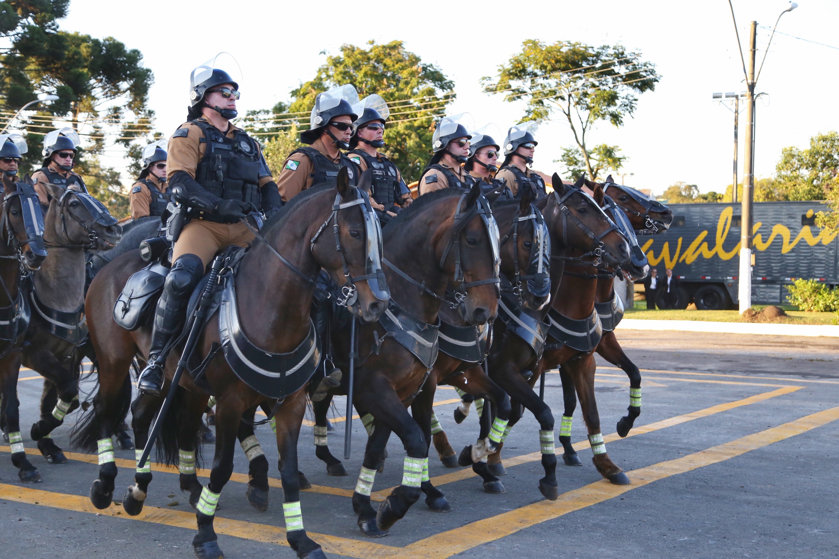 O governador Carlos Massa Ratinho Junior e o presidente em exercício Hamilton Mourão receberam nesta sexta-feira (28) a medalha Heróis da Cavalaria, da Polícia Montada Coronel Dulcídio. A condecoração foi entregue na cerimônia, em Curitiba, que comemora os 140 anos do regimento, que é a unidade mais antiga da Polícia Militar do Paraná. - Curitiba, 28/06/2019 - Foto: José Fernando Ogura/ANPr