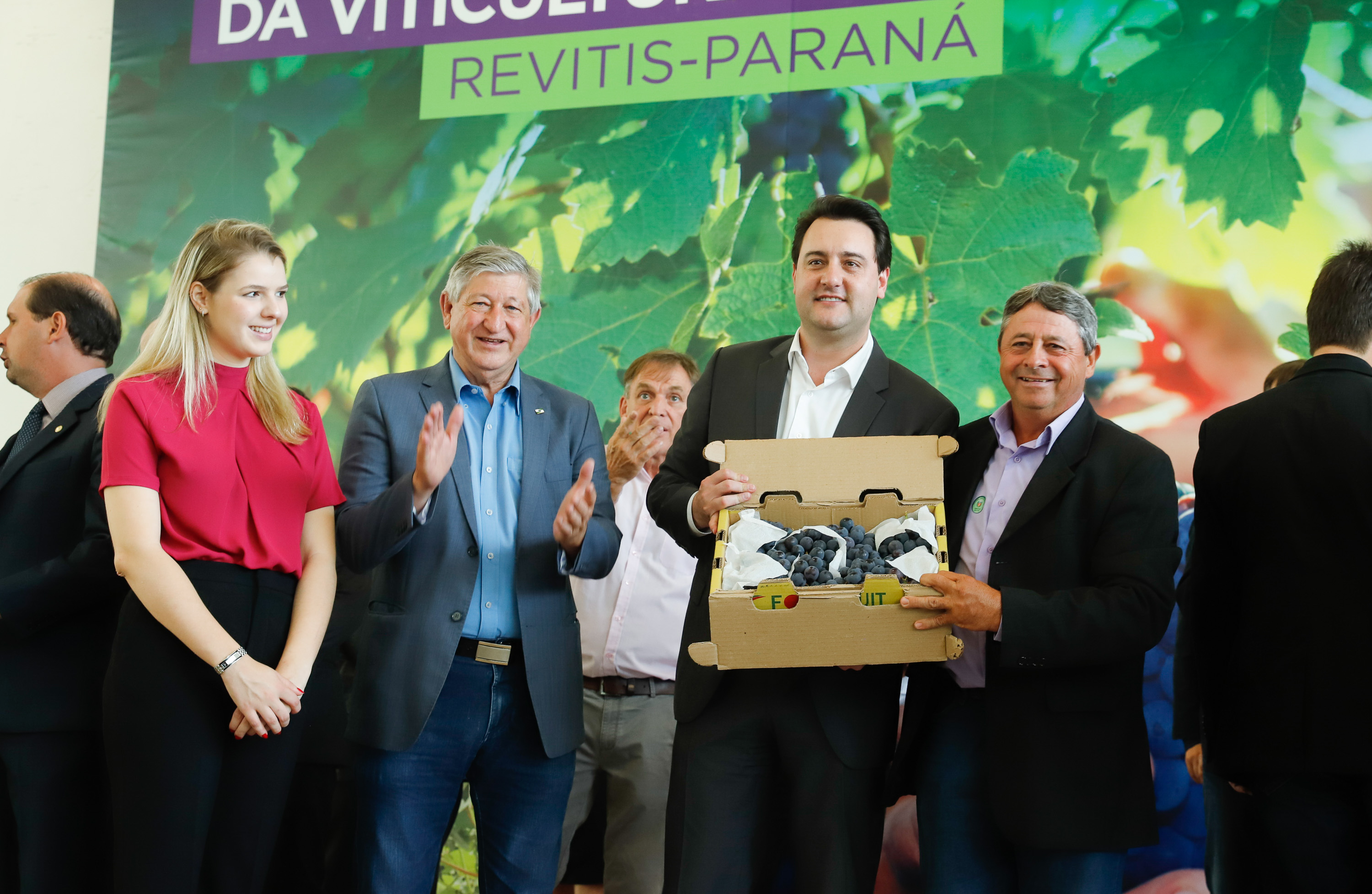 O governador Carlos Massa Ratinho Junior lançou nesta terça-feira (26), no Palácio Iguaçu, o programa Revitis, destinado a estimular a produção de uvas no Paraná. Iniciativa inédita no Estado, o programa está apoiado em quatro eixos: incentivo para a produção, reorganização da comercialização, desenvolvimento do turismo e apoio à agroindústria.