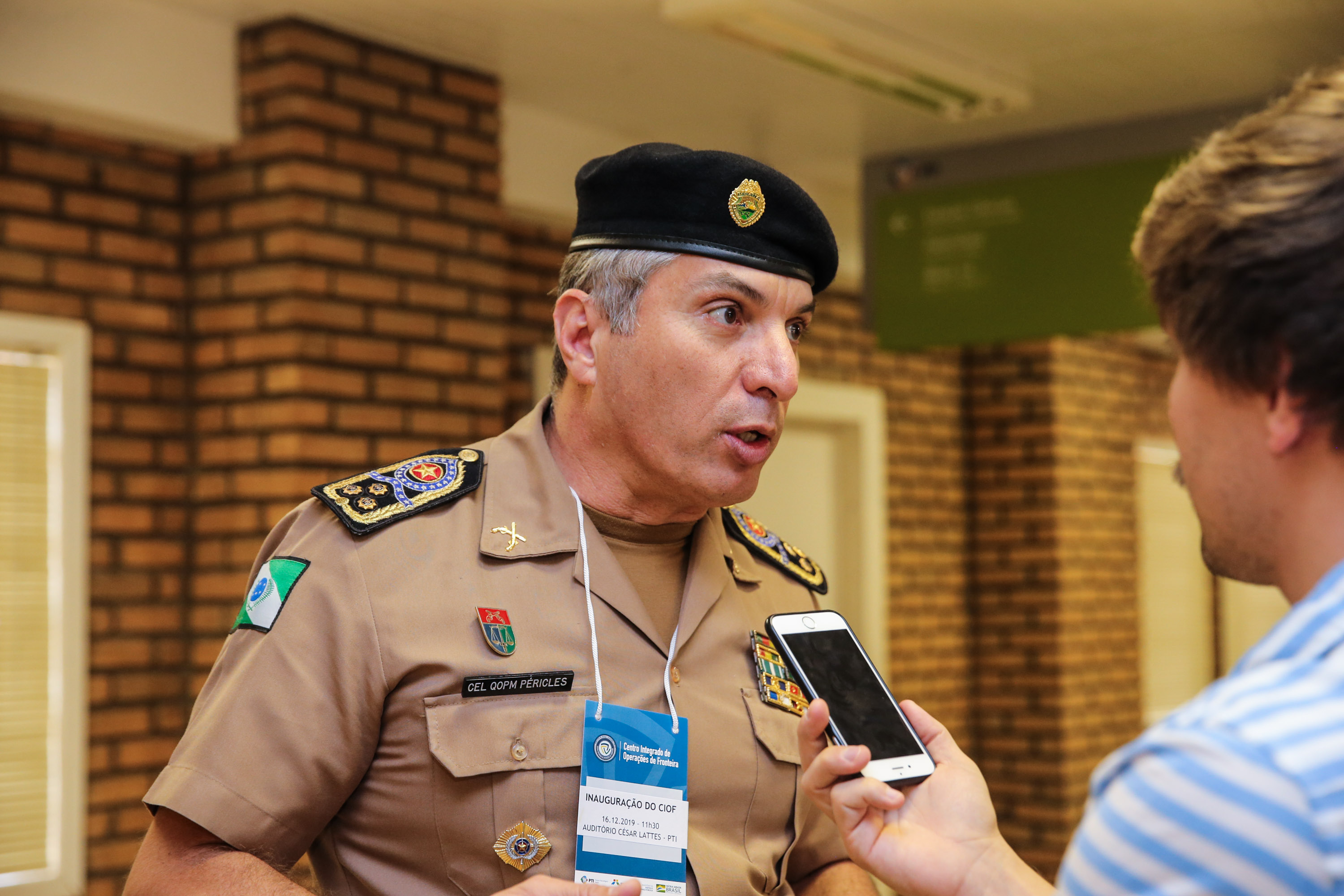 CIOF FOZ O Centro Integrado de Operações de Fronteira, em Foz do Iguaçu. O CIOF reforçará as ações estratégicas estaduais de combate ao tráfico e ao crime organizado. A estrutura passa a integrar o Parque Tecnológico Itaipu, na Itaipu Binacional. Na foto, coronel Péricles de Matos, comandante geral da Polícia MilitarFoz do Iguaçu, 16/12/2019 - Foto: Geraldo Bubniak/AEN