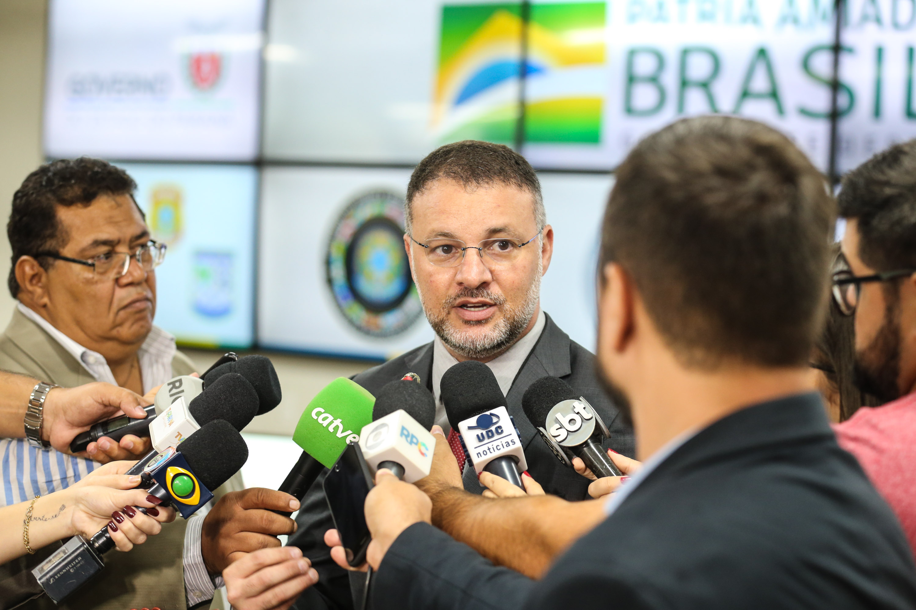CIOF FOZ O Centro Integrado de Operações de Fronteira, em Foz do Iguaçu. O CIOF reforçará as ações estratégicas estaduais de combate ao tráfico e ao crime organizado. A estrutura passa a integrar o Parque Tecnológico Itaipu, na Itaipu Binacional. Na foto, Wagner Mesquita, coordenador-geral de Combate ao Crime Organizado do Ministério da Justiça e Segurança Pública.Foz do Iguaçu, 16/12/2019 - Foto: Geraldo Bubniak/AEN