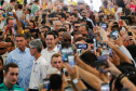 O governador Carlos Massa Ratinho Junior visitou neste sábado (9), ao lado do presidente da República, Jair Bolsonaro, o Santuário de São Miguel Arcanjo, em Bandeirantes, na Região Norte. - Bandeirantes, 09/04/2022