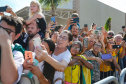 O governador Carlos Massa Ratinho Junior visitou neste sábado (9), ao lado do presidente da República, Jair Bolsonaro, o Santuário de São Miguel Arcanjo, em Bandeirantes, na Região Norte. - Bandeirantes, 09/04/2022