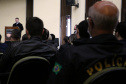 O secretário da Segurança Pública, Wagner Mesquita de Oliveira, o diretor geral da Polícia Centífica e demais autoridades durante aula inaugural do curso para policiais científicos. Curitiba, 21/06/2022 Foto: Ricardo Almeida/SESP
