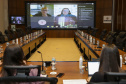 Curitiba, 25 de outubro de 2022 - Teleconferência referente a Missão OCDE no Paraná que aconteceu no Gabinete de Gestão Integrada (GGI) - Foto: Roberto Dziura Jr./AEN