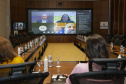 Curitiba, 25 de outubro de 2022 - Teleconferência referente a Missão OCDE no Paraná que aconteceu no Gabinete de Gestão Integrada (GGI) - Foto: Roberto Dziura Jr./AEN