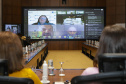 Curitiba, 25 de outubro de 2022 - Teleconferência referente a Missão OCDE no Paraná que aconteceu no Gabinete de Gestão Integrada (GGI) - Foto: Roberto Dziura Jr./AEN