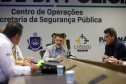 Reunião do gabinete de crise no Centro de Operações Cidade da Polícia