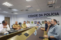 Reunião do gabinete de crise no Centro de Operações Cidade da Polícia