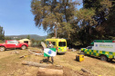  equipe paranaense que integra a Força Nacional no combate aos incêndios no Chile. Sargento do Corpo de Bombeiros Natanael Ronerson Kovalski e soldado da Polícia Militar Geovane Lins Mota dos Santos