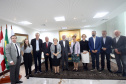 Paraná negocia fortalecimento de parceiras com o Canadá em diversas áreas. Governador em exercício, Darci Piana com a Cônsul-geral  do Canadá em São Paulo Heather Cameron e o chefe do escritório da Região Sul, Paulo Orlandi e os Secretarios Aldo Bona, da Ciência e Tecnologia  e Roni Miranda da Educação Foto Gilson Abreu/Aen