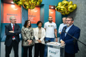 Diretor do BRDE PR; Wilson Bley Lipski, presidente da Finep Celso Pansera, ministra do MCTI Luciana Santos e secretário estadual da Ciência, Tecnologia e Ensino Superior Aldo Nelson Bona