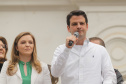 Curitiba, 22 de julho de 2023 - Dentro da programação da Campanha Paraná Unido no Combate ao Feminicídio, promovido pelo Governo do Estado, aconteceu caminhada pela Rua XV de Novembro, centro de Curitiba, com a participação da modelo Luiza Brunet.