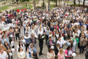 Curitiba, 22 de julho de 2023 - Dentro da programação da Campanha Paraná Unido no Combate ao Feminicídio, promovido pelo Governo do Estado, aconteceu caminhada pela Rua XV de Novembro, centro de Curitiba, com a participação da modelo Luiza Brunet.