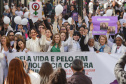 Curitiba, 22 de julho de 2023 - Dentro da programação da Campanha Paraná Unido no Combate ao Feminicídio, promovido pelo Governo do Estado, aconteceu caminhada pela Rua XV de Novembro, centro de Curitiba, com a participação da modelo Luiza Brunet.