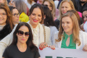 Curitiba, 22 de julho de 2023 - Dentro da programação da Campanha Paraná Unido no Combate ao Feminicídio, promovido pelo Governo do Estado, aconteceu caminhada pela Rua XV de Novembro, centro de Curitiba, com a participação da modelo Luiza Brunet.