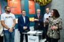 Diretor do BRDE PR; Wilson Bley Lipski, presidente da Finep Celso Pansera, ministra do MCTI Luciana Santos e secretário estadual da Ciência, Tecnologia e Ensino Superior Aldo Nelson Bona