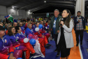 Guaratuba, 28 de agosto de 2023 - A primeira dama, Luciana Saito Massa, participou da abertura do Jogos da Integração da Idoso.