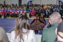 Guaratuba, 28 de agosto de 2023 - A primeira dama, Luciana Saito Massa, participou da abertura do Jogos da Integração da Idoso.