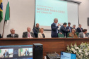 posse do novo presidente do Conselho Regional de Medicina Veterinária, Adolfo Yoshiaki Sasaki, nesta segunda-feira, na Fetaep