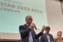posse do novo presidente do Conselho Regional de Medicina Veterinária, Adolfo Yoshiaki Sasaki, nesta segunda-feira, na Fetaep
