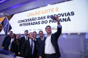 A disputa do Lote 2 do novo pacote de concessões rodoviárias do Paraná aconteceu na sede da B3, a Bolsa de Valores, em São Paulo, com a participação do governador Carlos Massa Ratinho Junior e do ministro dos Transportes, Renan Filho.