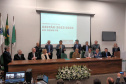 posse do novo presidente do Conselho Regional de Medicina Veterinária, Adolfo Yoshiaki Sasaki, nesta segunda-feira, na Fetaep