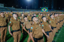 Governador Carlos Massa Ratinho Junior participa da cerimônia que marca a conclusão do treinamento dos novos policiais militares.