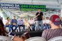 Governador Carlos Massa Ratinho Jr inaugura 240 apartamentos, dos quais 166 receberam subsídio do Governo do Estado, totalizando R$ 2,5 milhões de investimento.