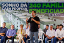 Governador Carlos Massa Ratinho Jr inaugura 240 apartamentos, dos quais 166 receberam subsídio do Governo do Estado, totalizando R$ 2,5 milhões de investimento.