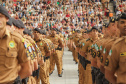 Curitiba, 12 de setembro de 2023 - O governador Carlos Massa Ratinho Jr. participa da formatura de soldados da Polícia Militar do Paraná na Ligga Arena.