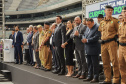 Curitiba, 12 de setembro de 2023 - O governador Carlos Massa Ratinho Jr. participa da formatura de soldados da Polícia Militar do Paraná na Ligga Arena.