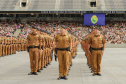 Curitiba, 12 de setembro de 2023 - O governador Carlos Massa Ratinho Jr. participa da formatura de soldados da Polícia Militar do Paraná na Ligga Arena.