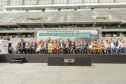 Curitiba, 12 de setembro de 2023 - O governador Carlos Massa Ratinho Jr. participa da formatura de soldados da Polícia Militar do Paraná na Ligga Arena.