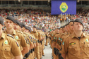 Curitiba, 12 de setembro de 2023 - O governador Carlos Massa Ratinho Jr. participa da formatura de soldados da Polícia Militar do Paraná na Ligga Arena.