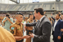 Curitiba, 12 de setembro de 2023 - O governador Carlos Massa Ratinho Jr. participa da formatura de soldados da Polícia Militar do Paraná na Ligga Arena.