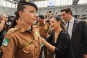 Curitiba, 12 de setembro de 2023 - O governador Carlos Massa Ratinho Jr. participa da formatura de soldados da Polícia Militar do Paraná na Ligga Arena.