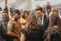 Curitiba, 12 de setembro de 2023 - O governador Carlos Massa Ratinho Jr. participa da formatura de soldados da Polícia Militar do Paraná na Ligga Arena.