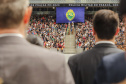 Curitiba, 12 de setembro de 2023 - O governador Carlos Massa Ratinho Jr. participa da formatura de soldados da Polícia Militar do Paraná na Ligga Arena.