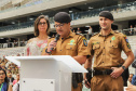 Curitiba, 12 de setembro de 2023 - O governador Carlos Massa Ratinho Jr. participa da formatura de soldados da Polícia Militar do Paraná na Ligga Arena.