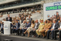 Curitiba, 12 de setembro de 2023 - O governador Carlos Massa Ratinho Jr. participa da formatura de soldados da Polícia Militar do Paraná na Ligga Arena.