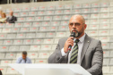 Curitiba, 12 de setembro de 2023 - O governador Carlos Massa Ratinho Jr. participa da formatura de soldados da Polícia Militar do Paraná na Ligga Arena.