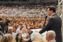 Curitiba, 12 de setembro de 2023 - O governador Carlos Massa Ratinho Jr. participa da formatura de soldados da Polícia Militar do Paraná na Ligga Arena.