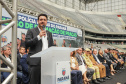 Curitiba, 12 de setembro de 2023 - O governador Carlos Massa Ratinho Jr. participa da formatura de soldados da Polícia Militar do Paraná na Ligga Arena.